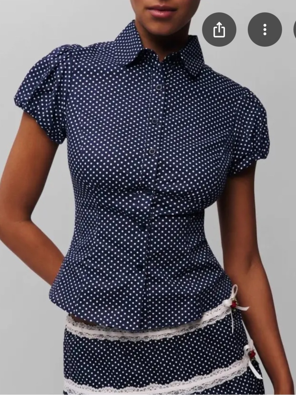 Guizio Liana Polka Dot Button-Up Blouse